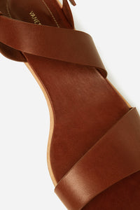 Leather sandals with 45 heels - Rust