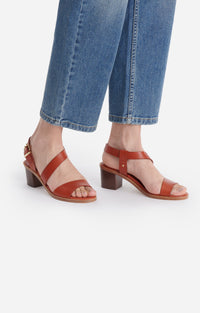 Sandales à talons 45 en cuir - Rouille