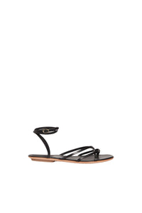 Sandales plates en cuir - Noir