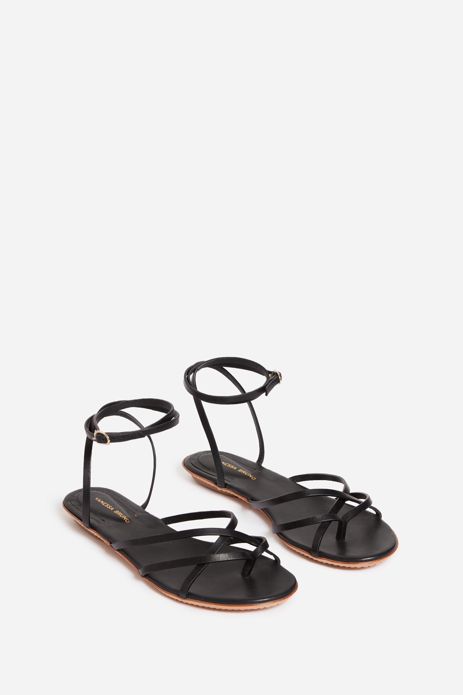 Flat leather sandals - Black