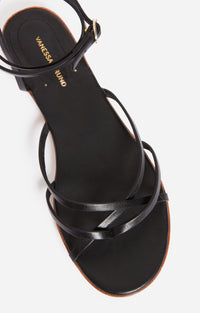 Sandales plates en cuir - Noir