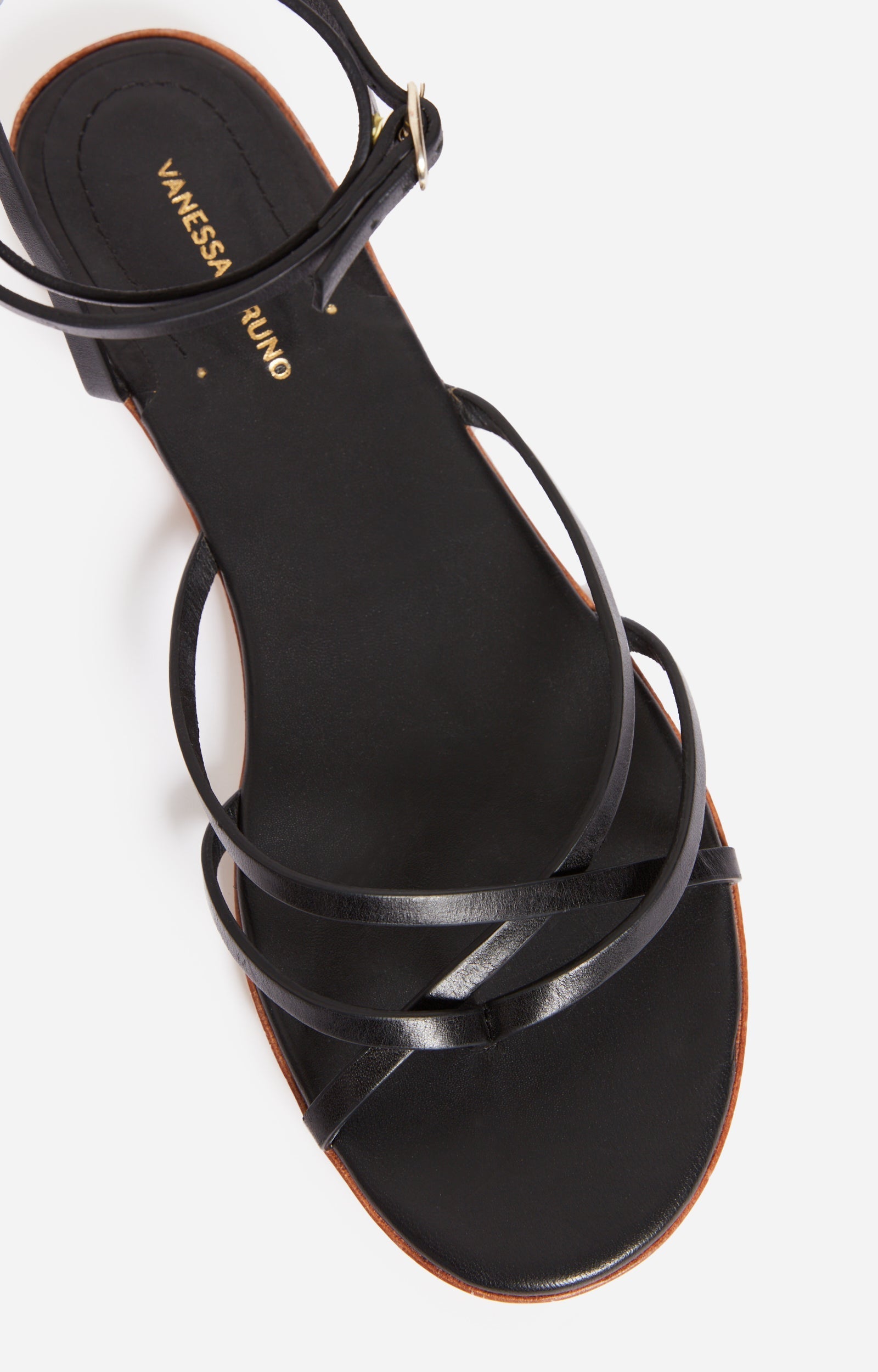 Sandales plates en cuir - Noir