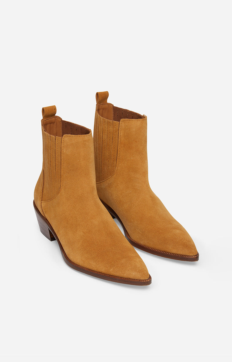 Bottines Santiags 25 en daim - Biscuit