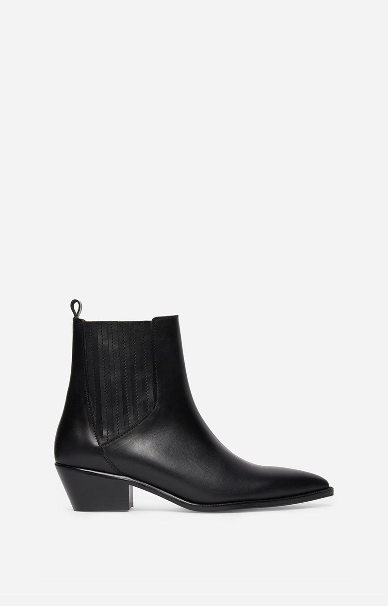 60 QTY NEW // NOIR / Bottines Santiags En Cuir - NOIR