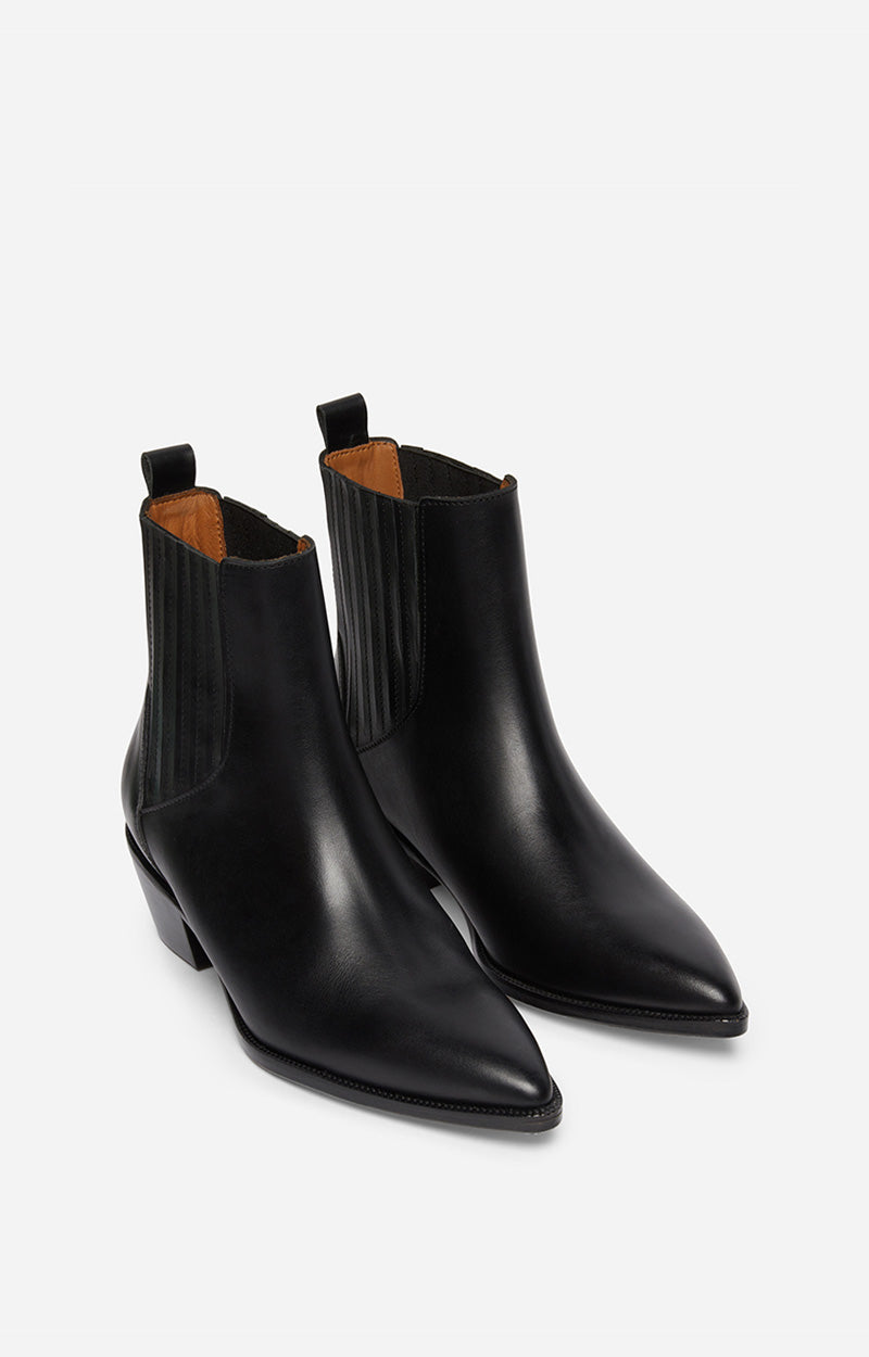 60 QTY NEW // NOIR / Bottines Santiags En Cuir - NOIR