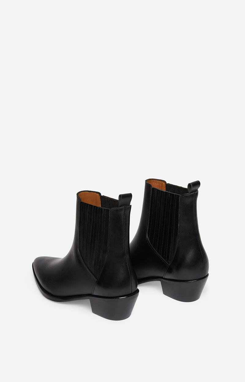 60 QTY NEW // NOIR / Bottines Santiags En Cuir - NOIR