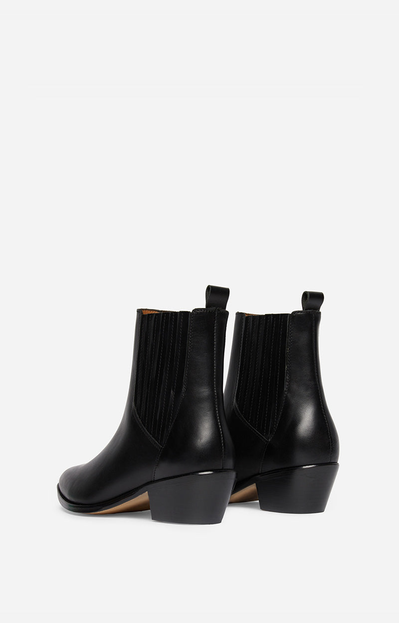 60 QTY NEW // NOIR / Bottines Santiags En Cuir - NOIR
