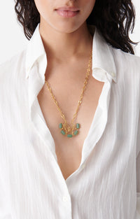 Collier orné de pierres - Vert d'Eau