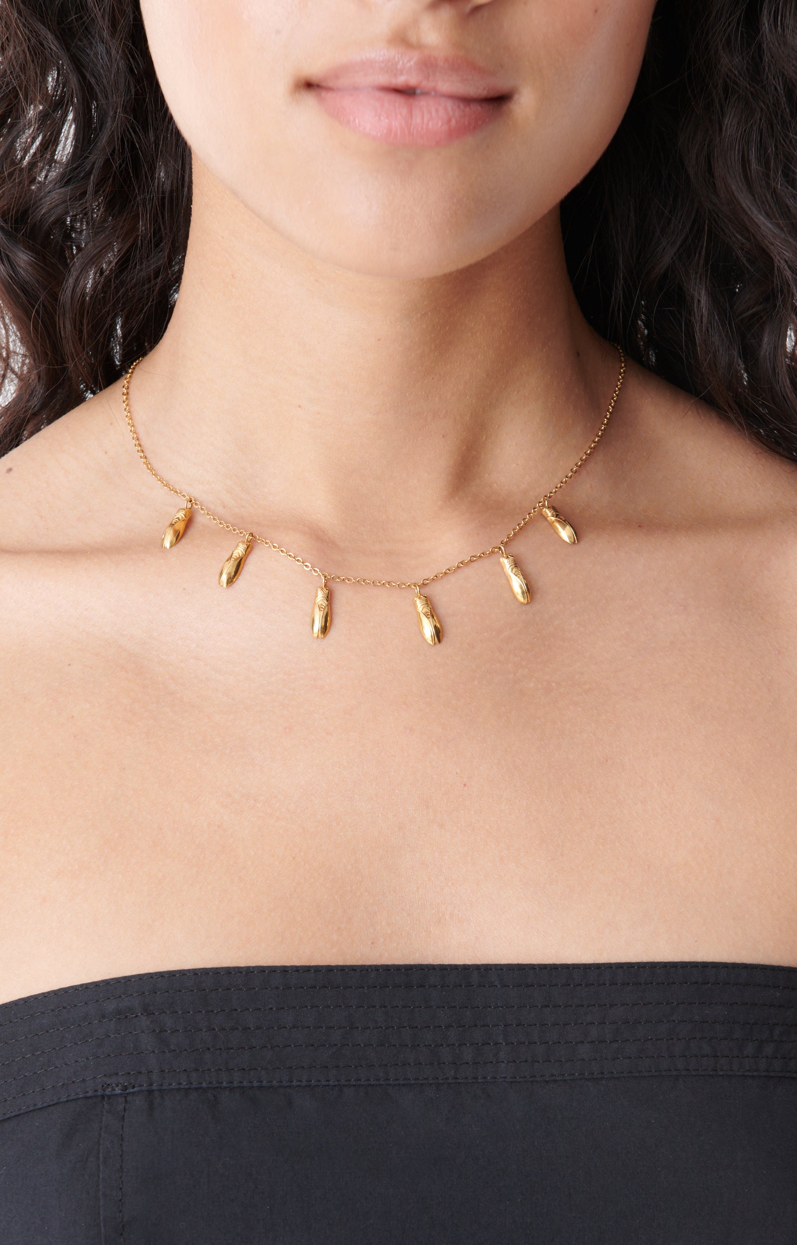 Collier orné de cigales en laiton - Or