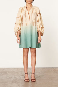 Robe col V en coton - Vert D'Eau