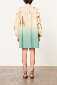 Robe col V en coton - Vert D'Eau