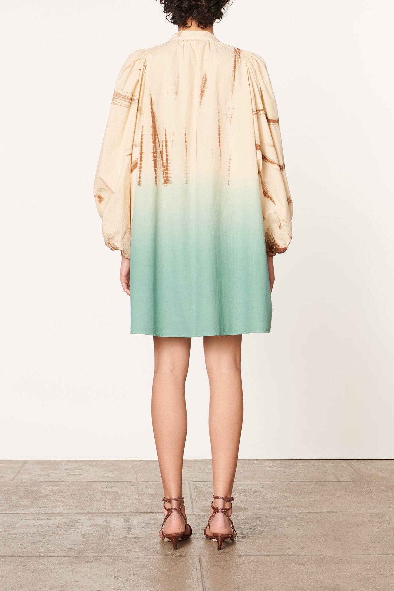 Robe col V en coton - Vert D'Eau