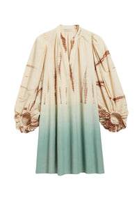 Robe col V en coton - Vert D'Eau