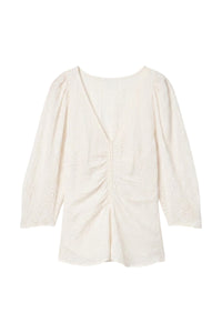 RECO : 95 // Blouse froncée à manches bouffantes - Blanc