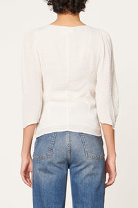 Blouse froncée à manches bouffantes - Blanc