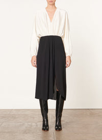 Robe longue Dalila à col V - Noir