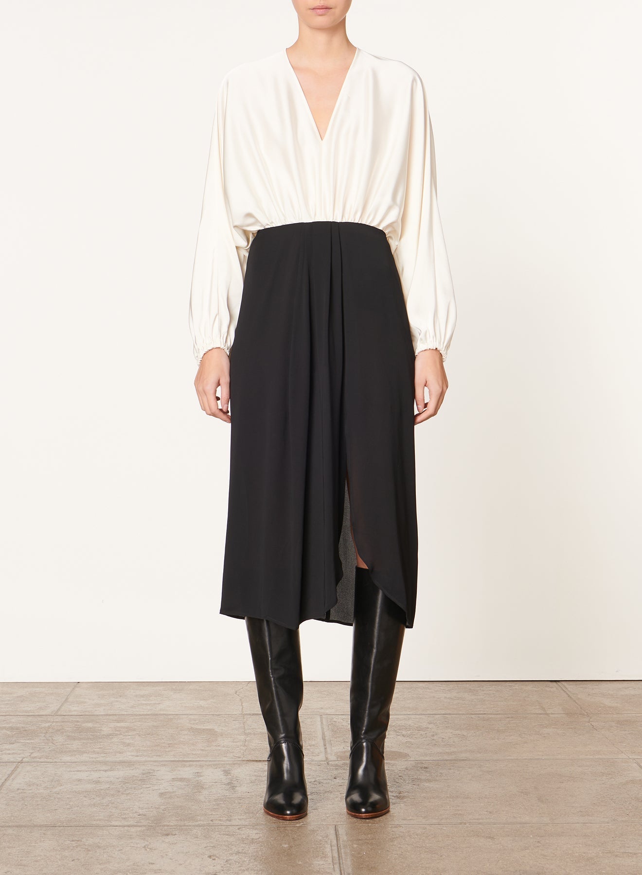 Robe longue Dalila à col V - Noir
