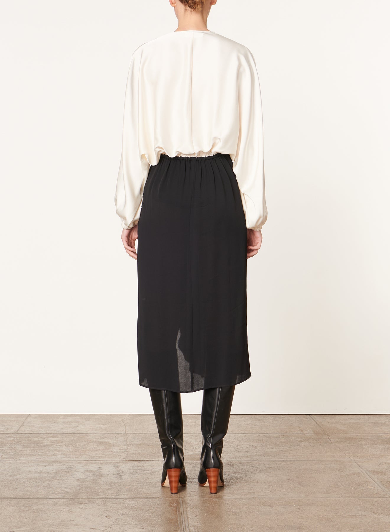 Robe longue Dalila à col V - Noir