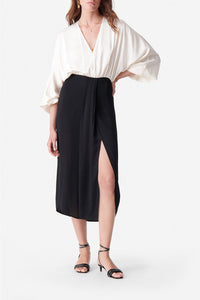Robe longue Dalila à col V - Noir