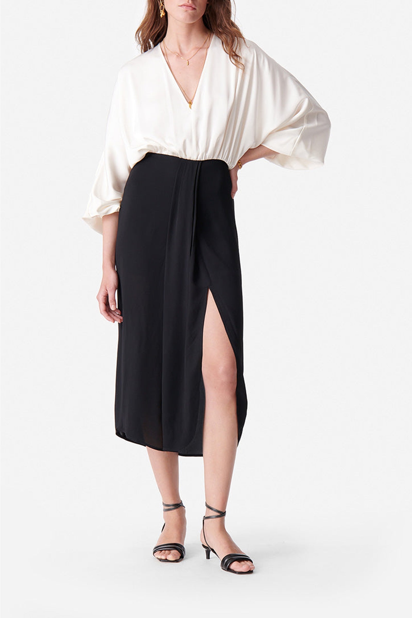 Robe longue Dalila à col V - Noir