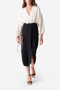 Robe longue Dalila à col V - Noir