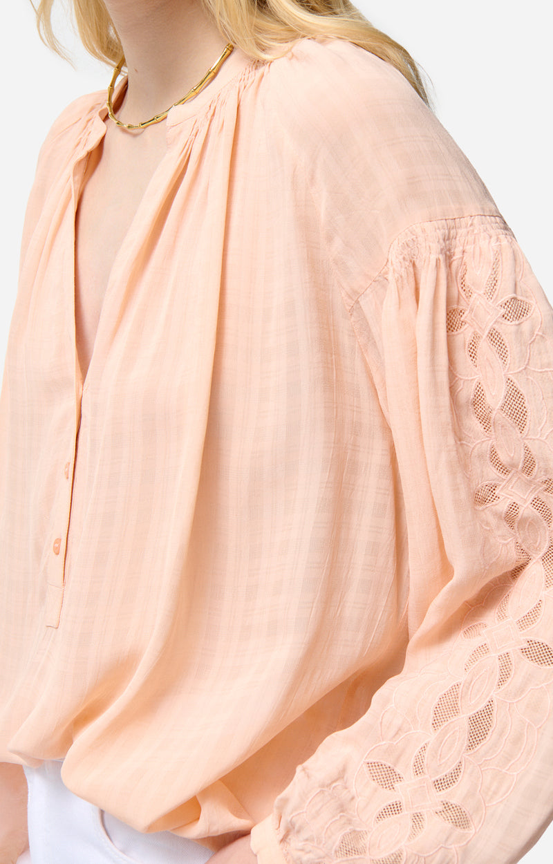 Blouse à col rond Nipoa - Pêche