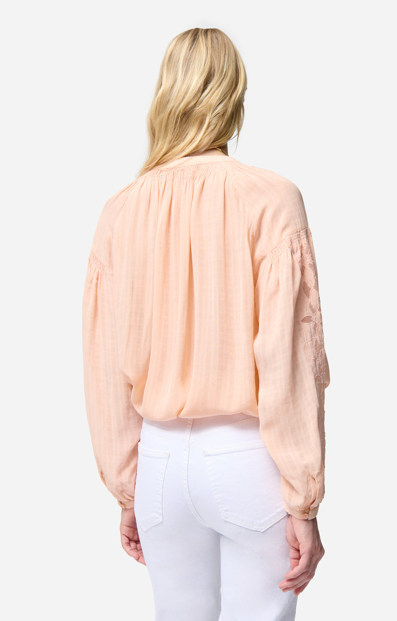 Blouse à col rond Nipoa - Pêche