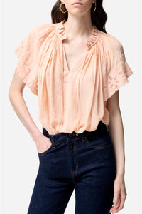 Blouse ample à manches courtes Valentin - Pêche