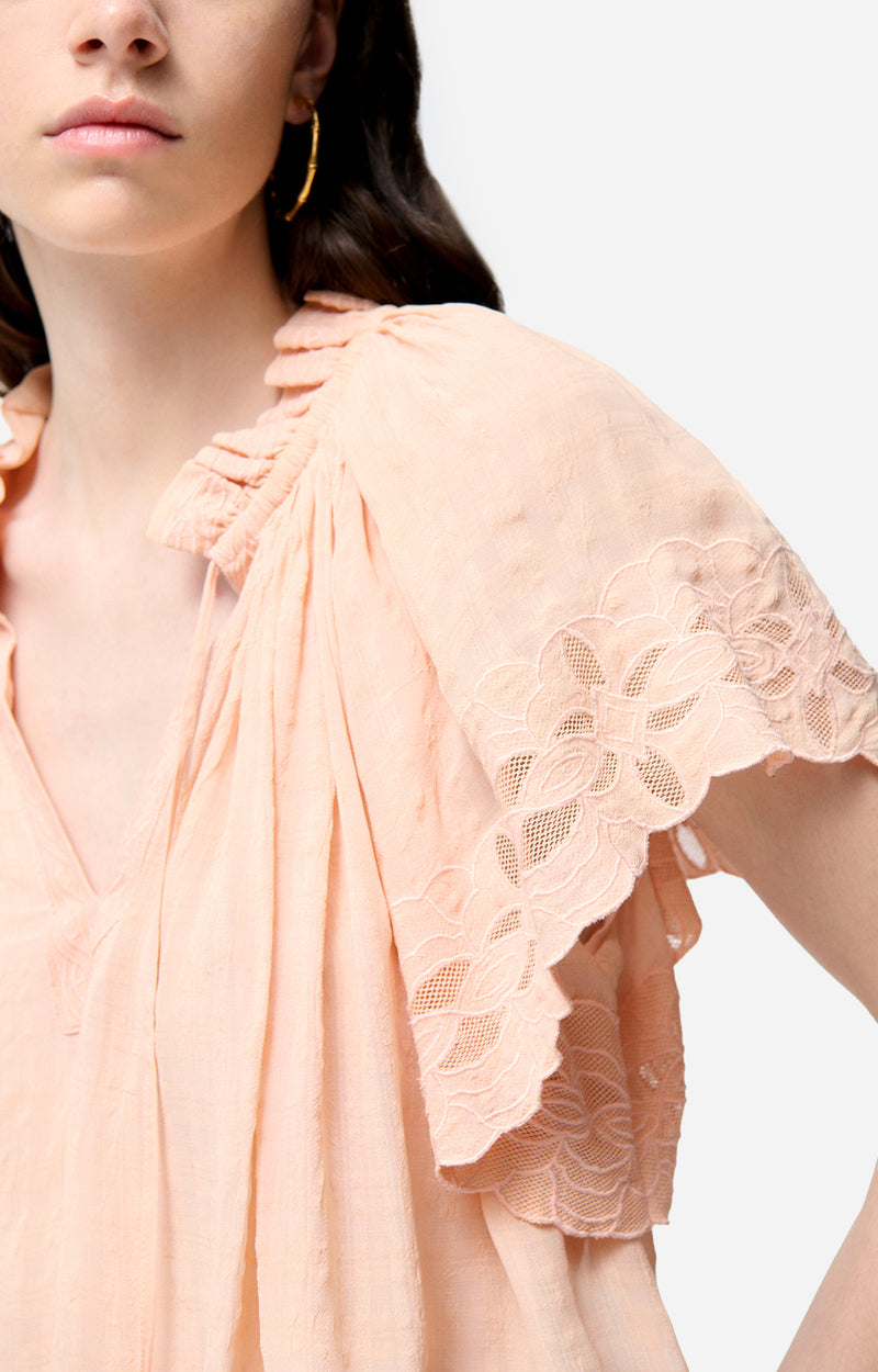 Blouse ample à manches courtes Valentin - Pêche