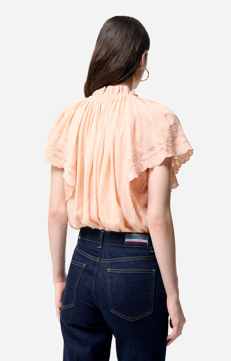 Blouse ample à manches courtes Valentin - Pêche