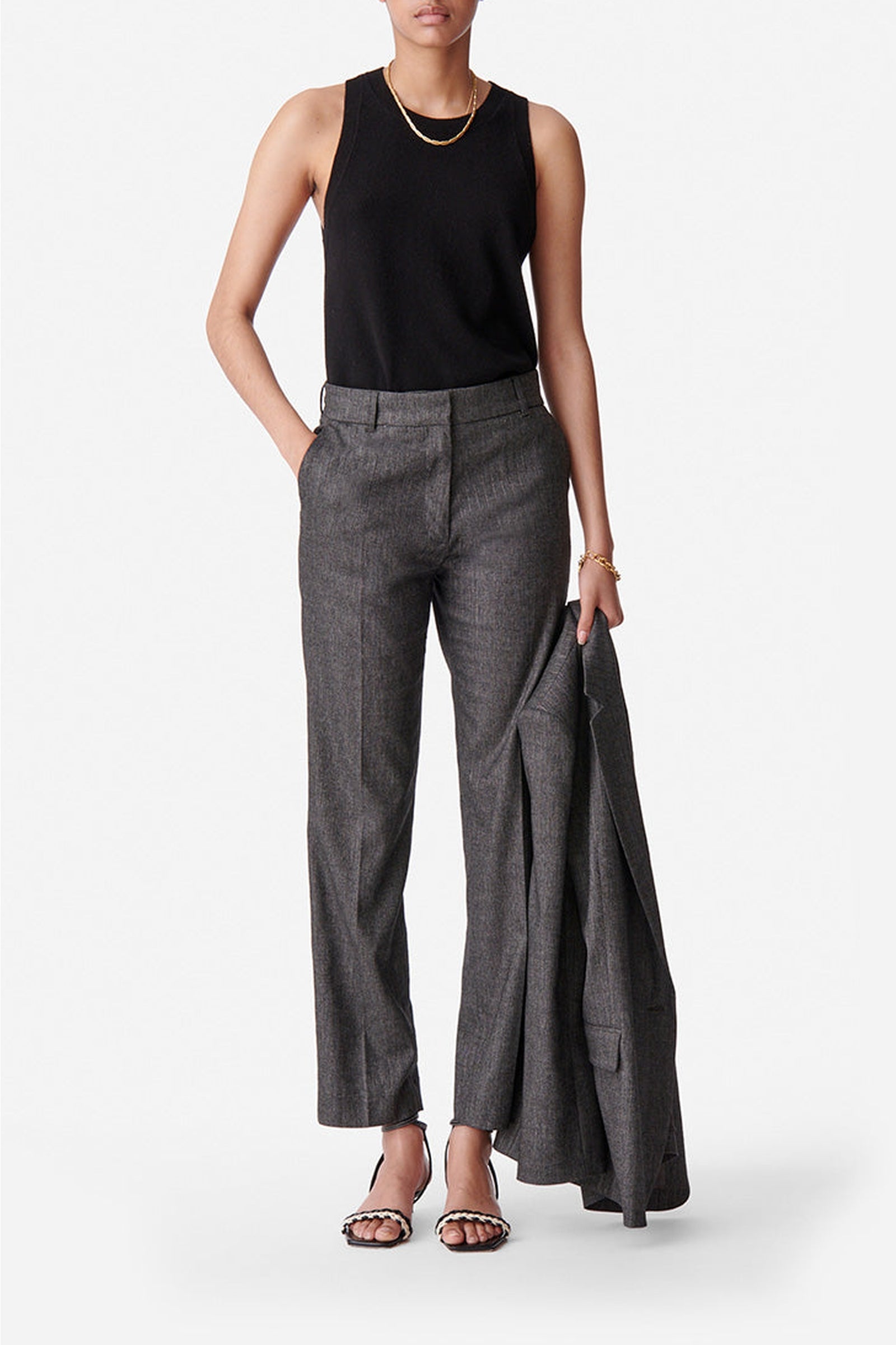 Pantalon Dandy en laine mélangée - Anthracite Chiné