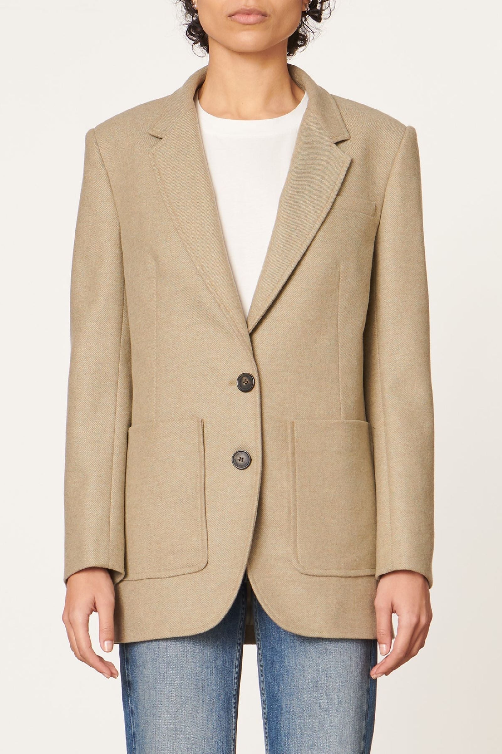 Blazer droit en laine - Argile