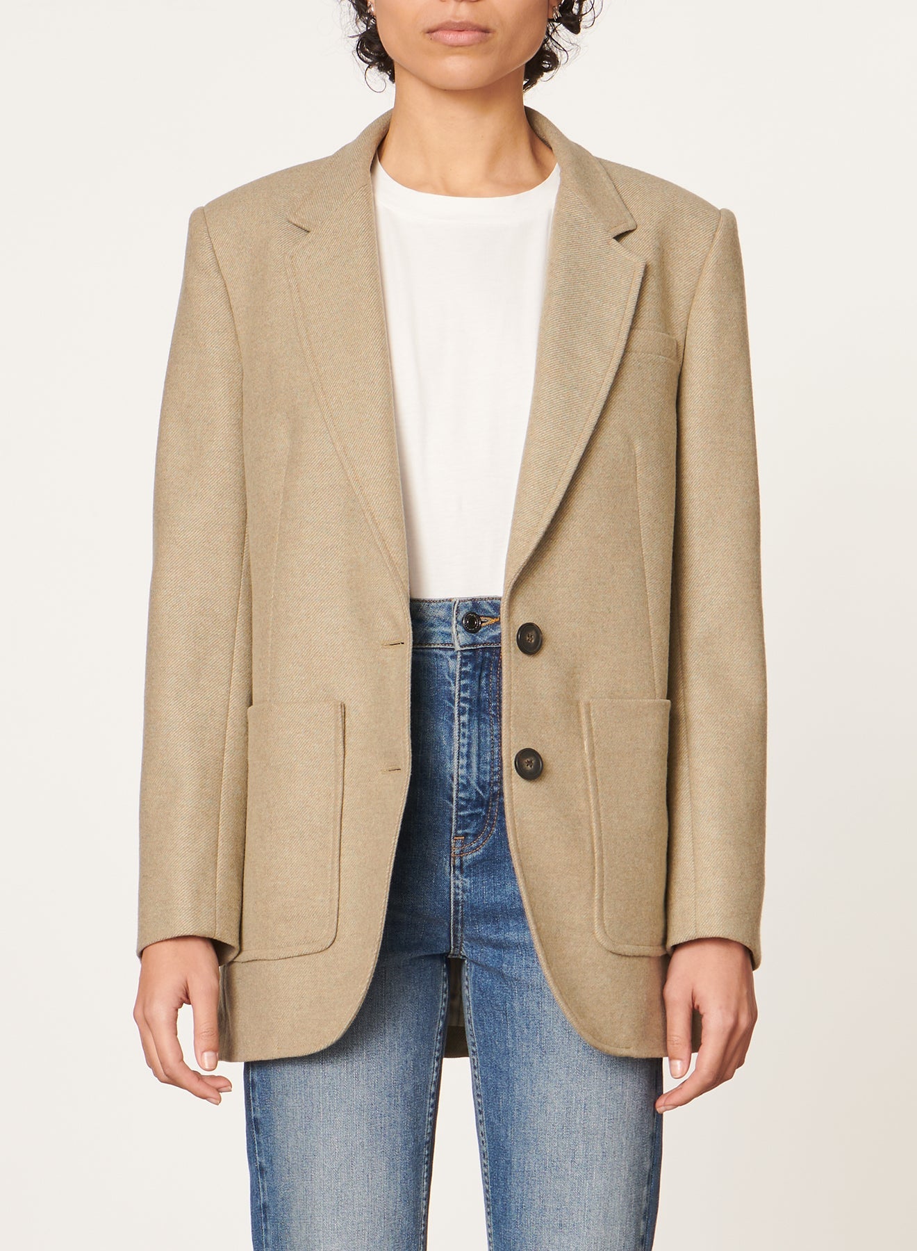 Blazer droit en laine - Argile