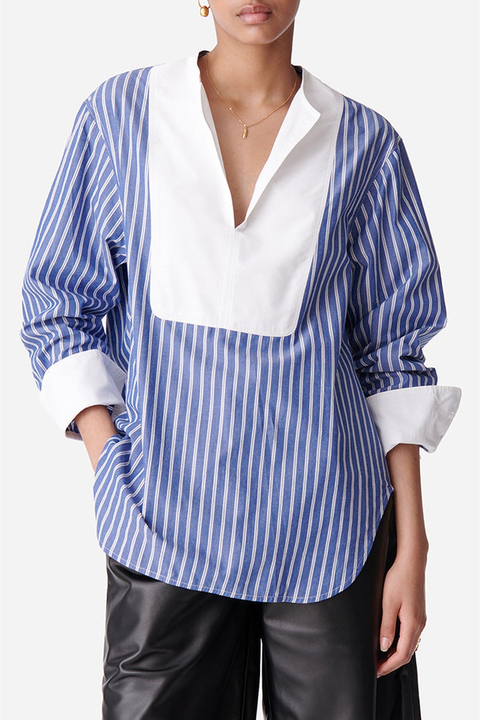Chemise à col rond Danny - Bleu