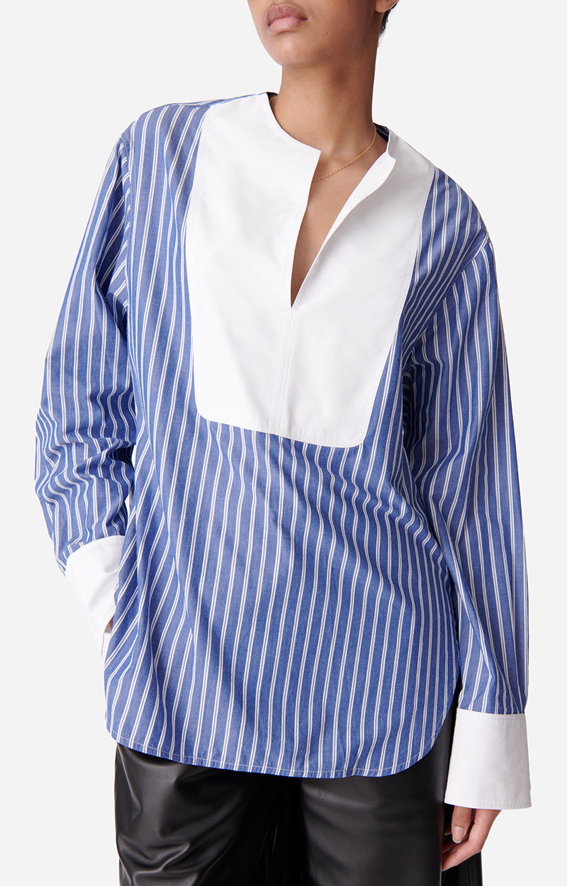 Chemise à col rond Danny - Bleu