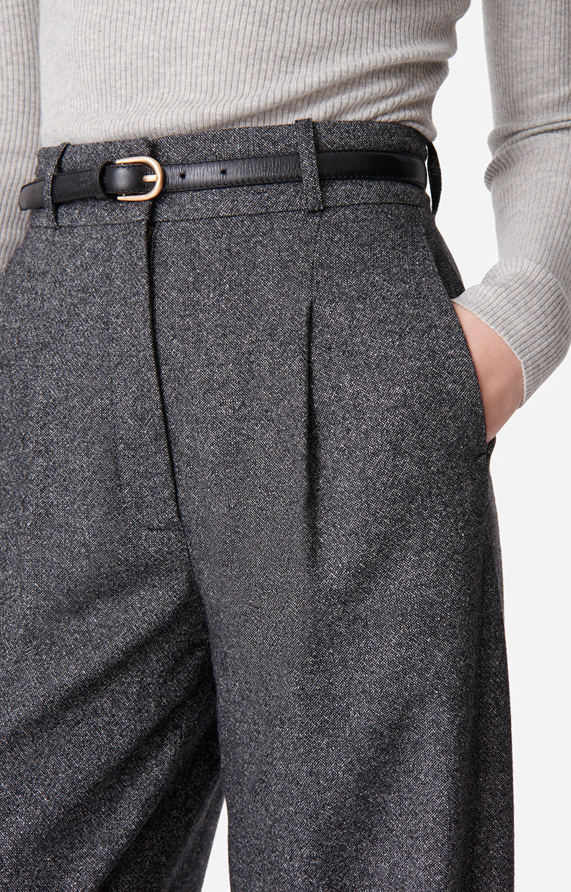 Pantalon David en laine - Anthracite Chiné