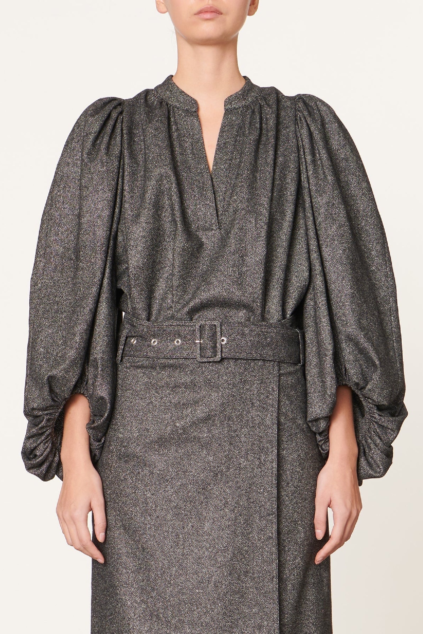 Blouse Bell en laine - Anthracite Chiné