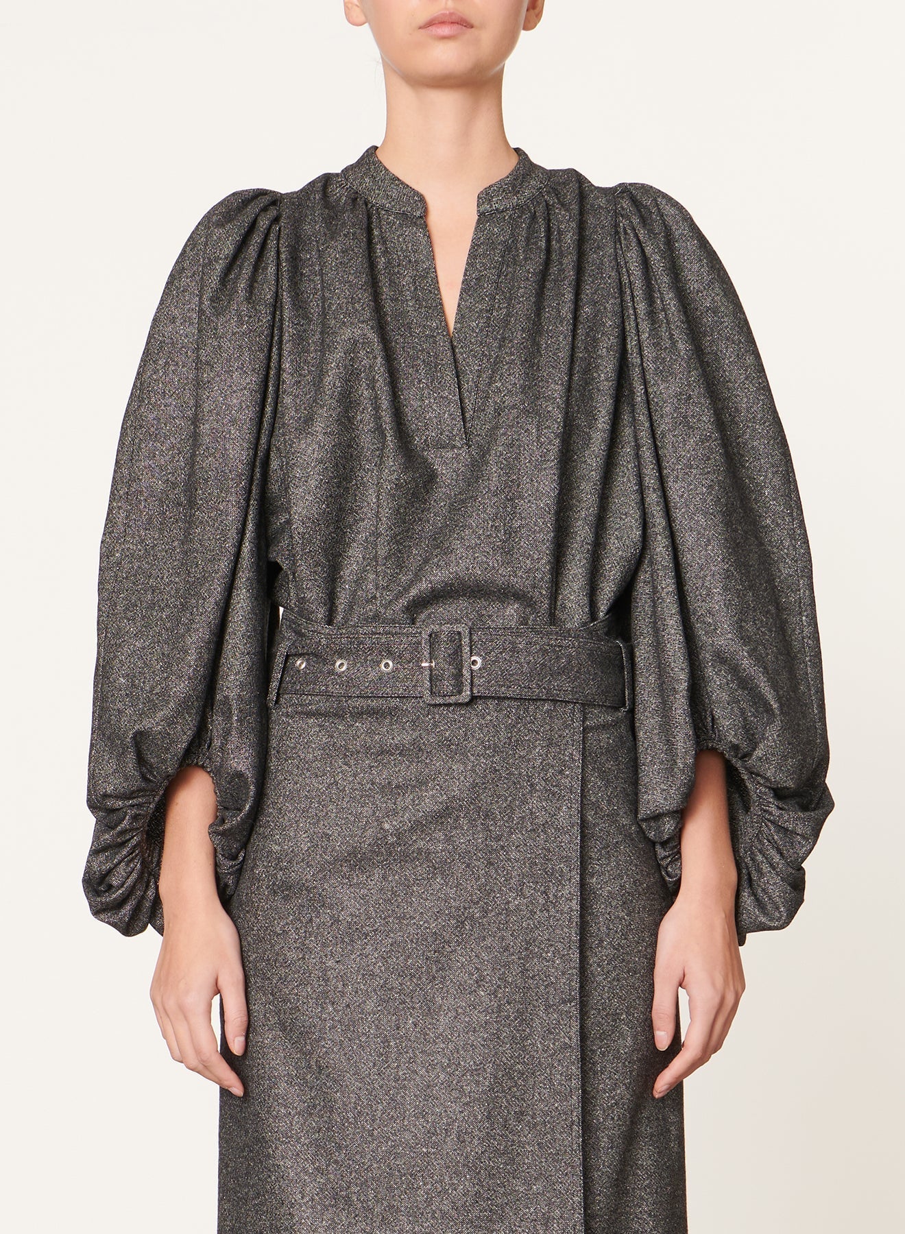 Blouse Bell en laine - Anthracite Chiné