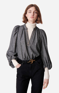 24 QTY NEW // ANTHRACITE CHINE / Blouse Bell - ANTHRACITE CHINE