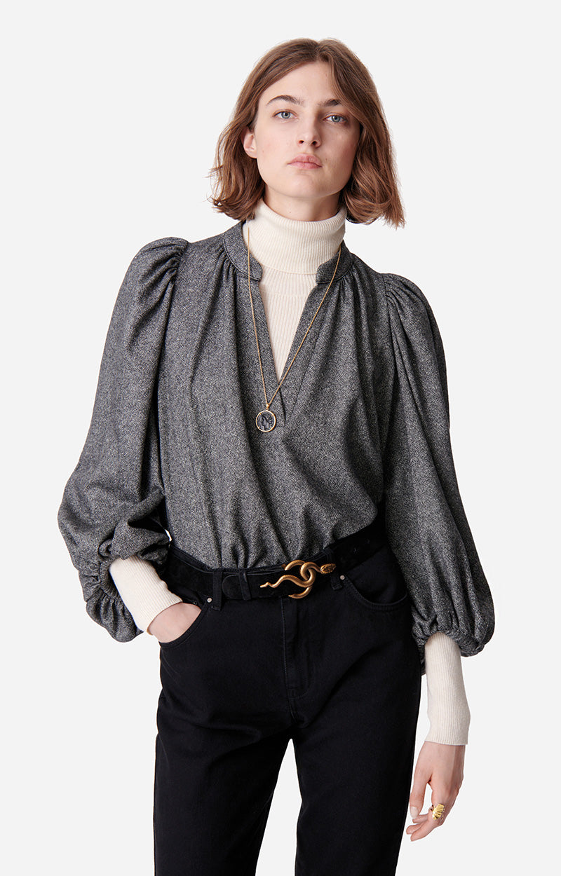 24 QTY NEW // ANTHRACITE CHINE / Blouse Bell - ANTHRACITE CHINE