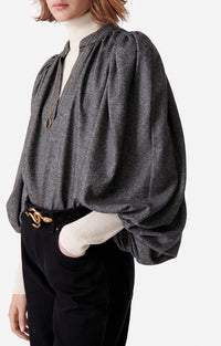 Blouse Bell en laine - Anthracite Chiné