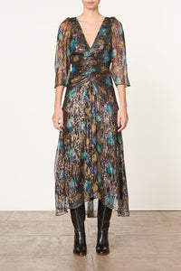 Robe midi à manches volantées Darcia - Noir