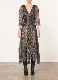 Robe midi à manches volantées Darcia - Noir