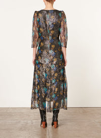 Robe midi à manches volantées Darcia - Noir