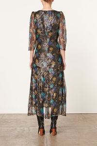 Robe midi à manches volantées Darcia - Noir