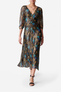Robe midi à manches volantées Darcia - Noir