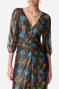 Robe midi à manches volantées Darcia - Noir