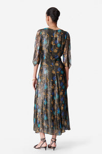 Robe midi à manches volantées Darcia - Noir