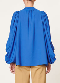 Blouse fluide Bell à col rond - Bleu
