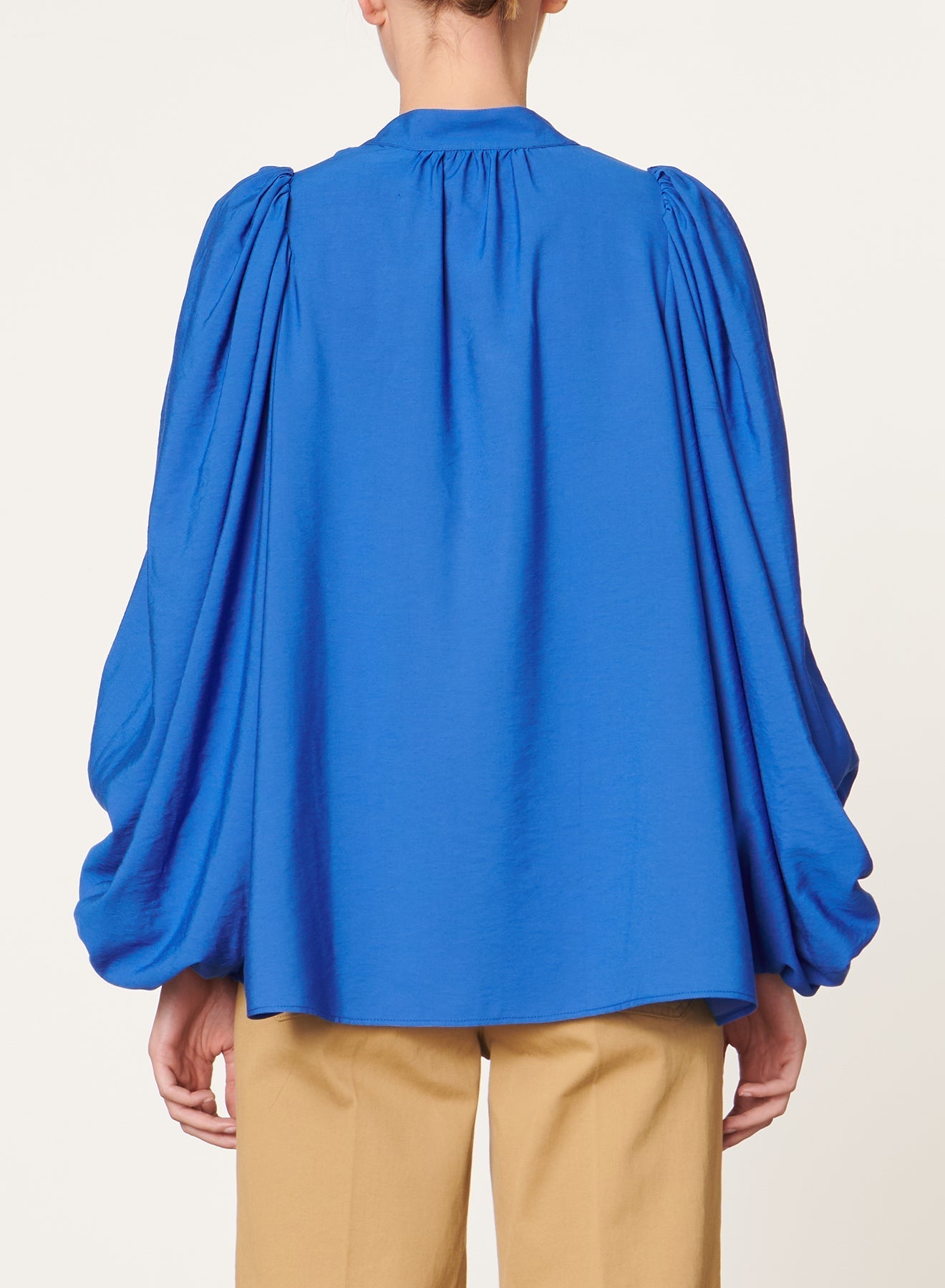 Blouse fluide Bell à col rond - Bleu